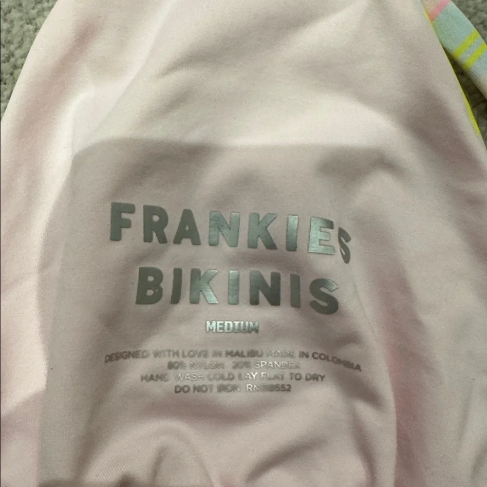 Frankie's Bikinis Tatum Triangle String Top in Summer Stripe - Picture 5 of 6